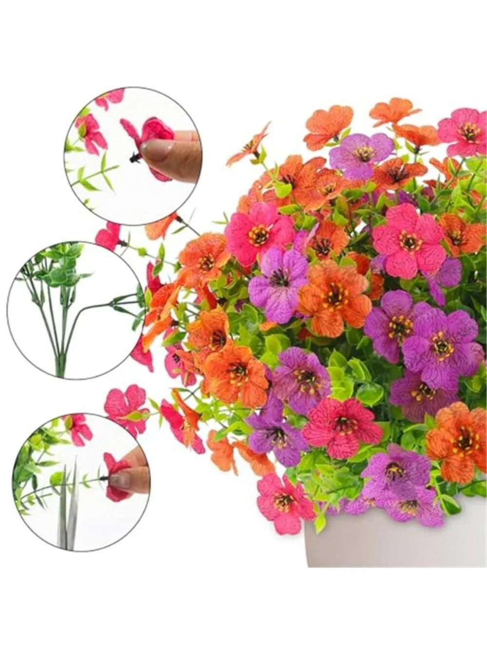12 Bunch Artificial Flowers Outdoor UV Resistant Faux Silk Plants Garden Decor